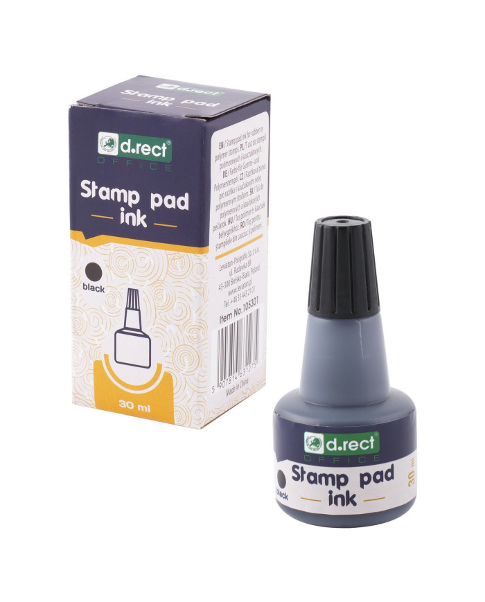 Tusz D.Rect czarny 30ml do stempli kauczukowych - biurowemax