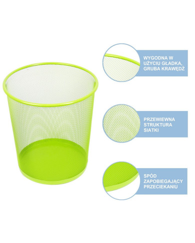 Kosz Leviatan siatka limonka 12L - biurowemax.pl