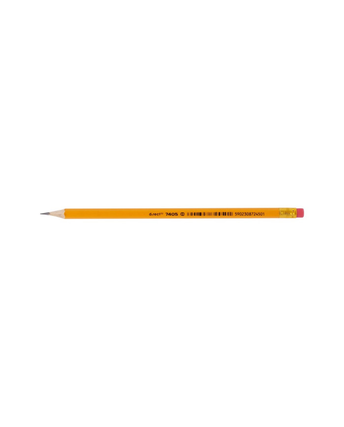 OŁÓWEK D.RECT 7405 HB DREWNIANY OSTRZONY Z GUMKĄ 50szt