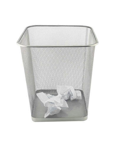 Kosz D.Rect Siatka Kwadrat Srebrny 18L - metalowy kosz biurowy