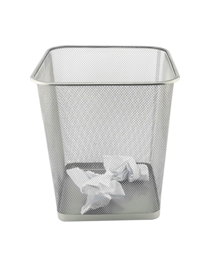 Kosz D.Rect Siatka Kwadrat Srebrny 18L - metalowy kosz biurowy