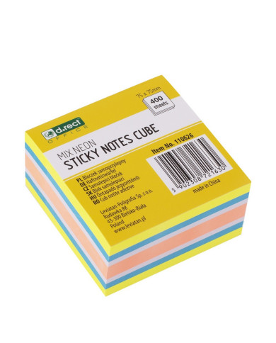 BLOCZEK D.RECT SAMOPRZYLEPNY 75x75mm MIX NEON 400 MANGO SET 6 szt