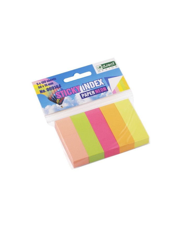 ZAKŁADKI INDEKSUJĄCE PAPIEROWE 15x50mm 5x100szt NEON 12szt
