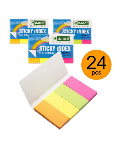 ZAKŁADKI INDEKSUJĄCE PAPIEROWE 20x50mm 4x40szt KARTONIK 24szt