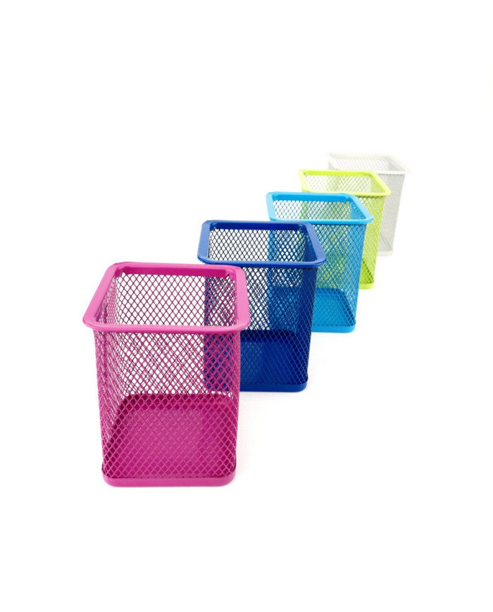 Kubek na długopisy kwadratowy siatka niebieski - biurowemax