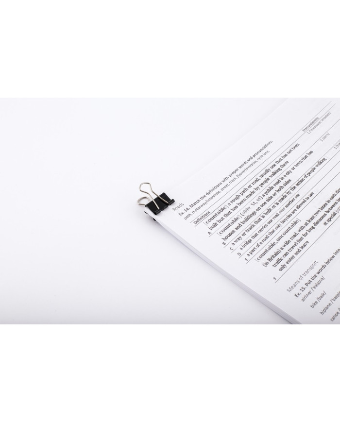 Klipsy binder 19 mm czarne 12 szt | Klipsy do dokumentów biuro szkoła