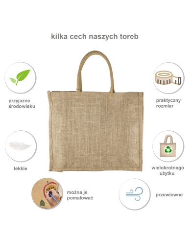 Torba jutowa Leviatan eko na zakupy 42x36x15 cm