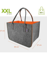 Duża torba filcowa na zakupy XXL szaro-pomarańczowa