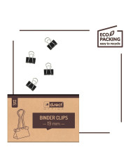 Klipsy binder 19 mm czarne 12 szt | Klipsy do dokumentów biuro szkoła