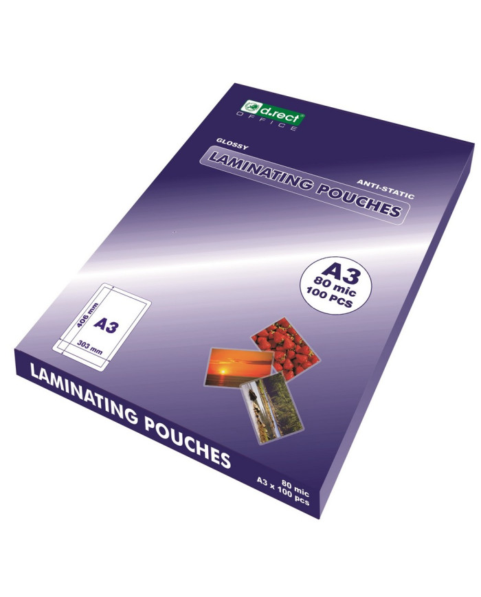 Folia laminacyjna A3 80 mic błyszcząca antystatyczna 100 szt