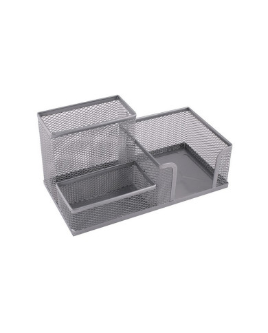 Przybornik na biurko siatka 205x103x98mm srebrny
