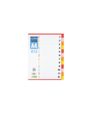 Przekładki kartonowe z kolorowymi indeksami A4, 12 szt.
