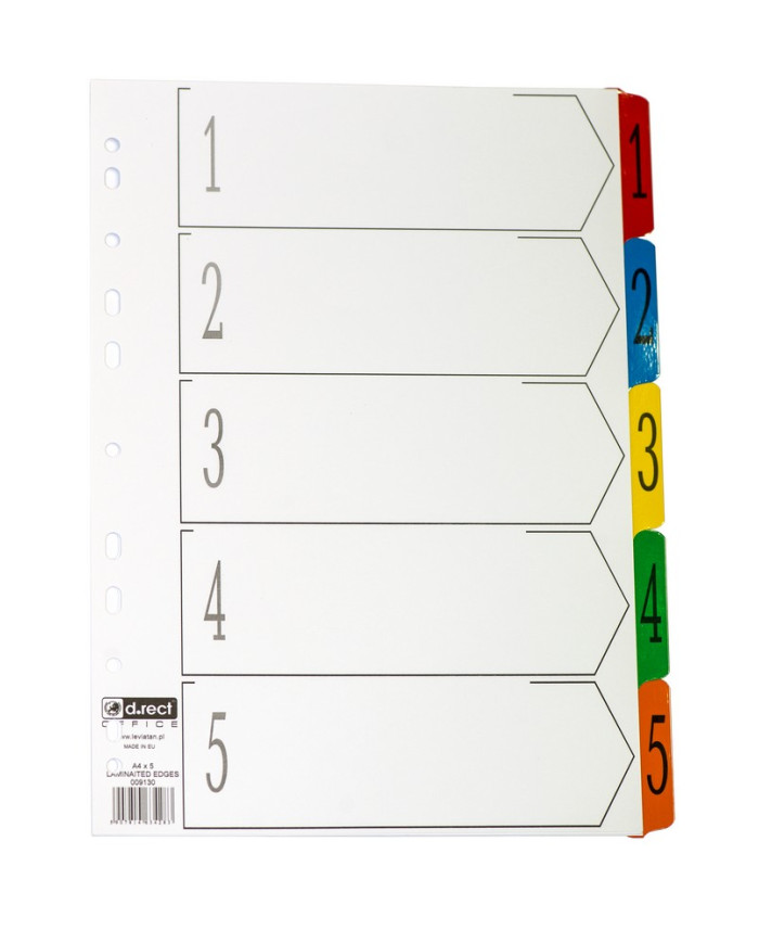 Przekładki kartonowe laminowane 1-5 A4 do segregatorów