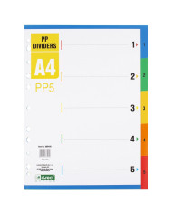 Przekładki PP z kolorowymi indeksami A4, 5 sztuk