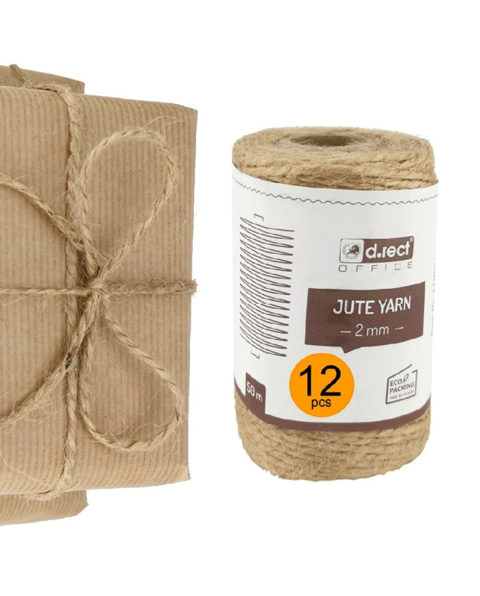 Sznurek jutowy 2mm 50m na szpuli - 12 sztuk