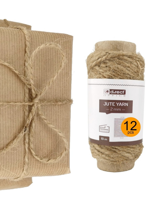Sznurek jutowy 2 mm 10 m na szpuli, 12 sztuk - biurowemax.pl