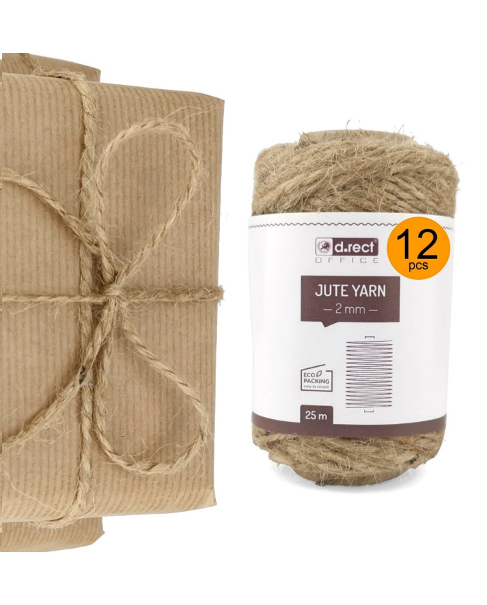 Sznurek jutowy 2 mm 25 m na szpuli - 12 sztuk