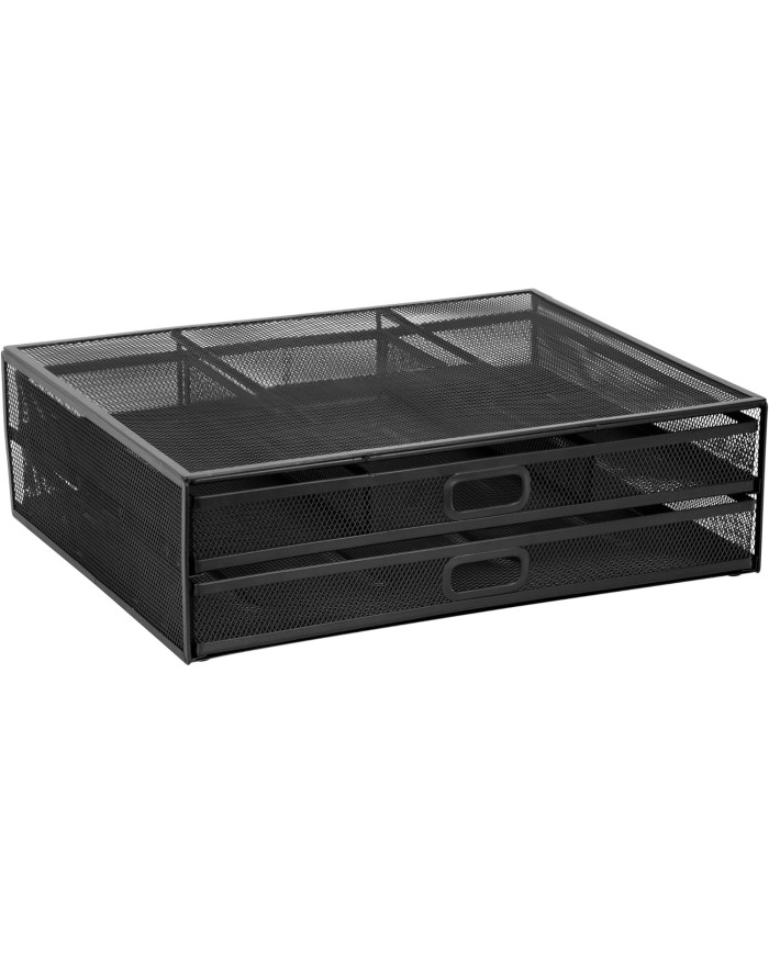 Podstawka pod monitor z szufladką metalowa czarna