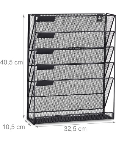 Półka naścienna metalowa 5 kieszeni organizer na dokumenty