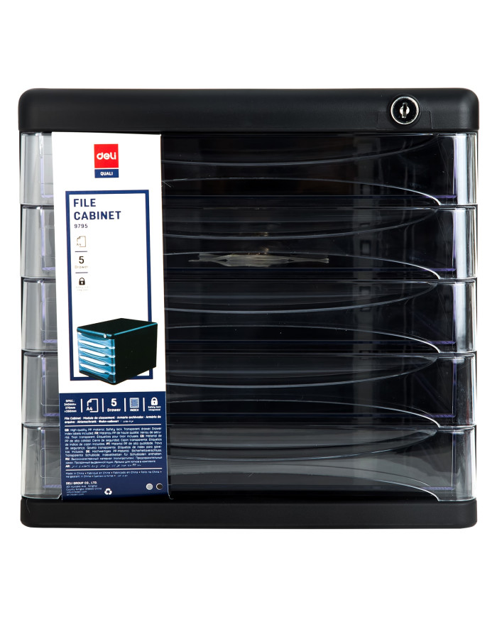 Szafka organizer na dokumenty z kluczem 9795 Deli czarna
