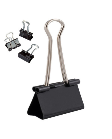 Binder klip D.RECT 41mm czarny 12 sztuk - biurowemax.pl