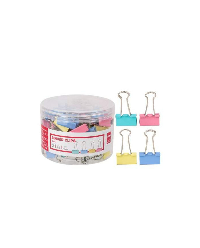 Klipy biurowe DELI 25mm 48 sztuk mix kolorów