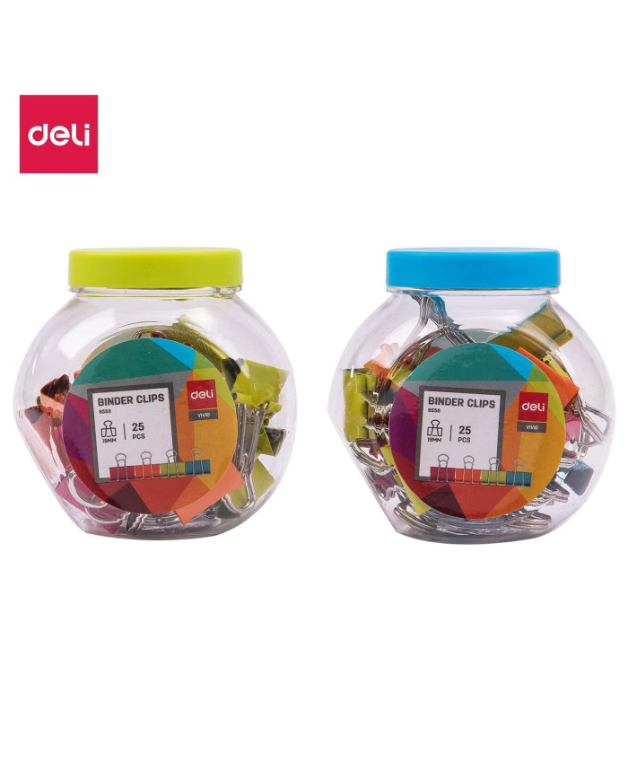 Klipy biurowe DELI 19 mm 25 sztuk mix kolorów