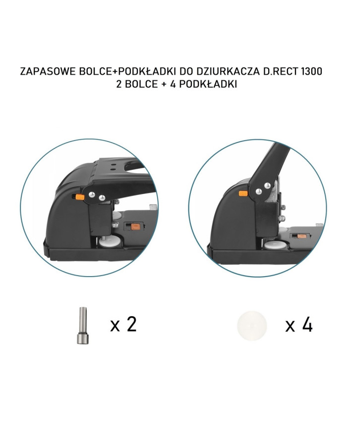 Bolec i podkładki do dziurkacza d.rect 1300 - 2 bolce + 4 podkładki