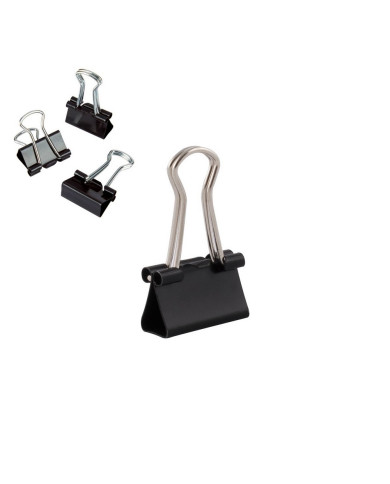 BINDER KLIP D.RECT 15mm 12szt - klipsy biurowe czarne