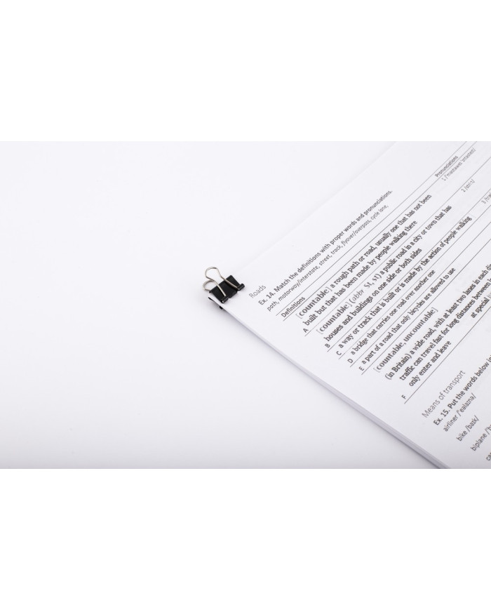 BINDER KLIP D.RECT 15mm 12szt - klipsy biurowe czarne