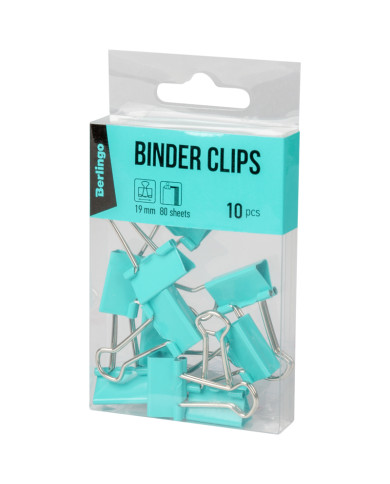 Klipy biurowe 19mm niebieskie, 10 sztuk - do 80 arkuszy