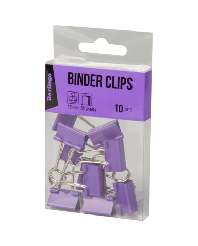 Klipy biurowe 19mm fioletowe, 10 sztuk - biurowemax.pl