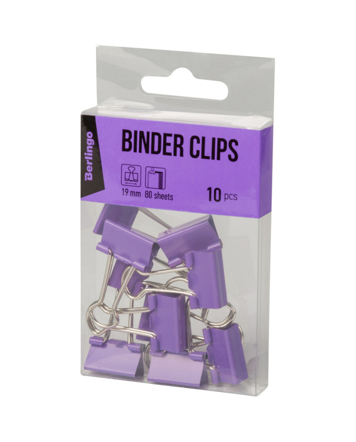 Klipy biurowe 19mm fioletowe, 10 sztuk - biurowemax.pl
